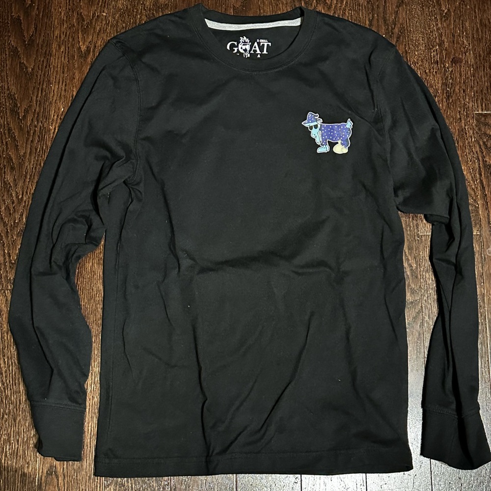 XS GOAT Kids Long Sleeve Tee in Black with Embroidered Goat Patch